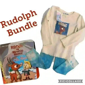 Rudolph the red nosed reindeer thermal shirt GAP thermal pants kids 3T